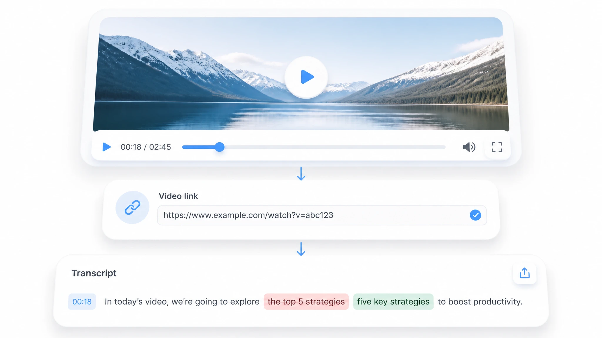 Reviewing and exporting a speech transcript