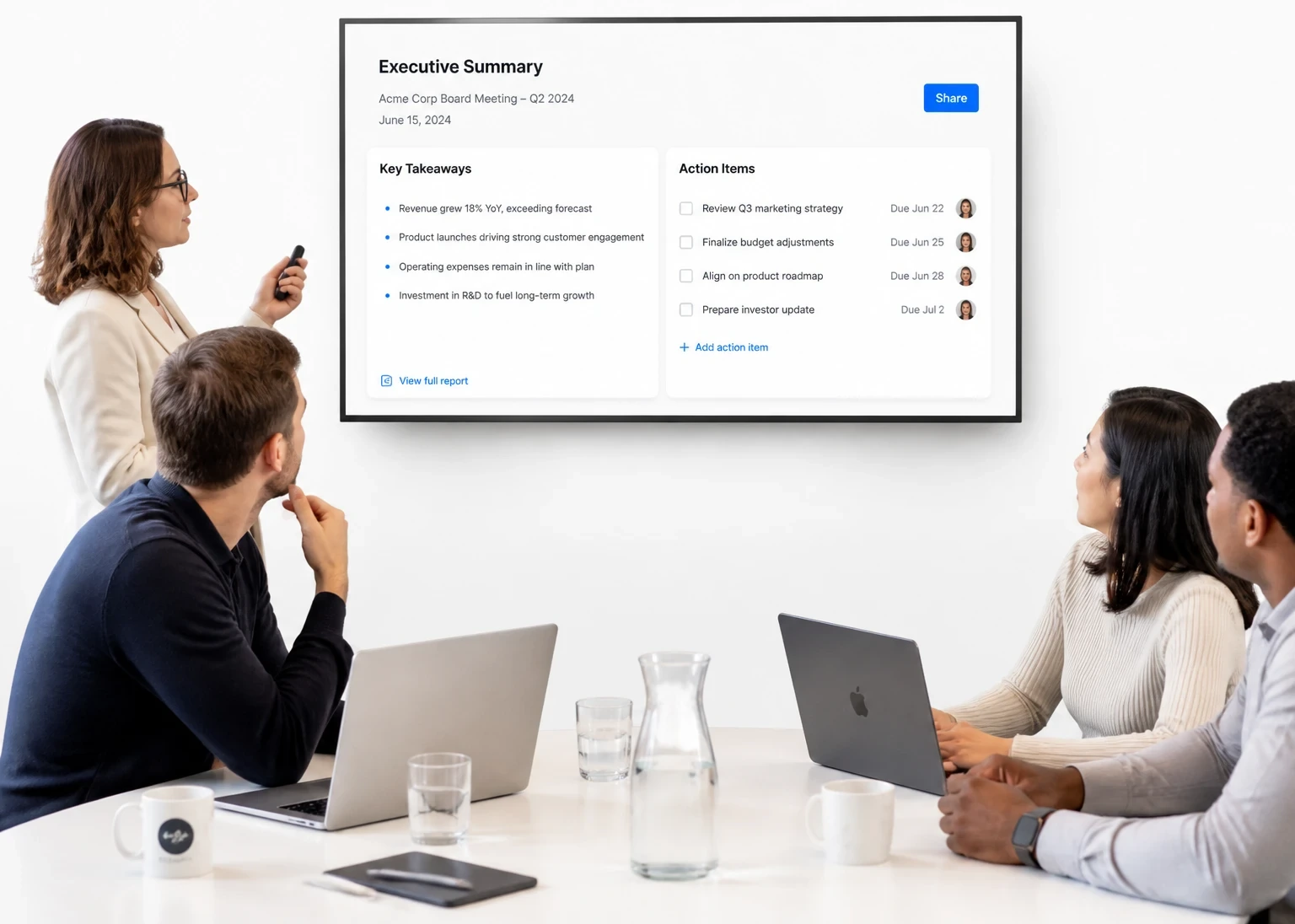 Business-Teams, die Meetings zusammenfassen