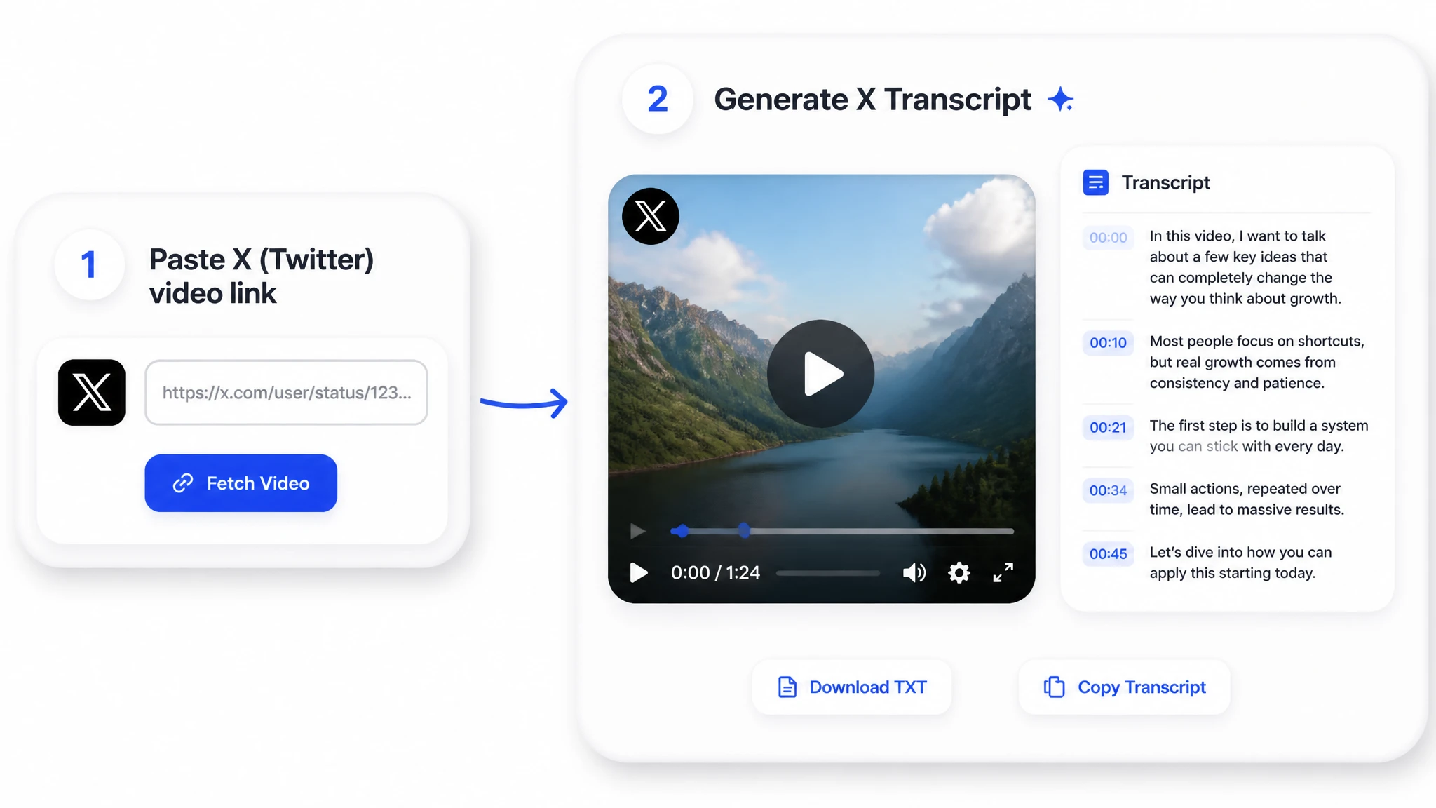 Générer une transcription depuis un lien vidéo X