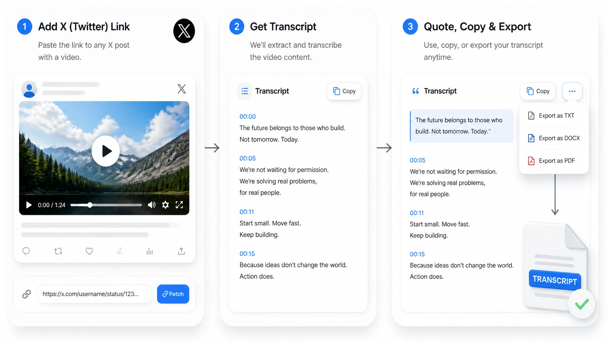 Vérifier et exporter une transcription vidéo X