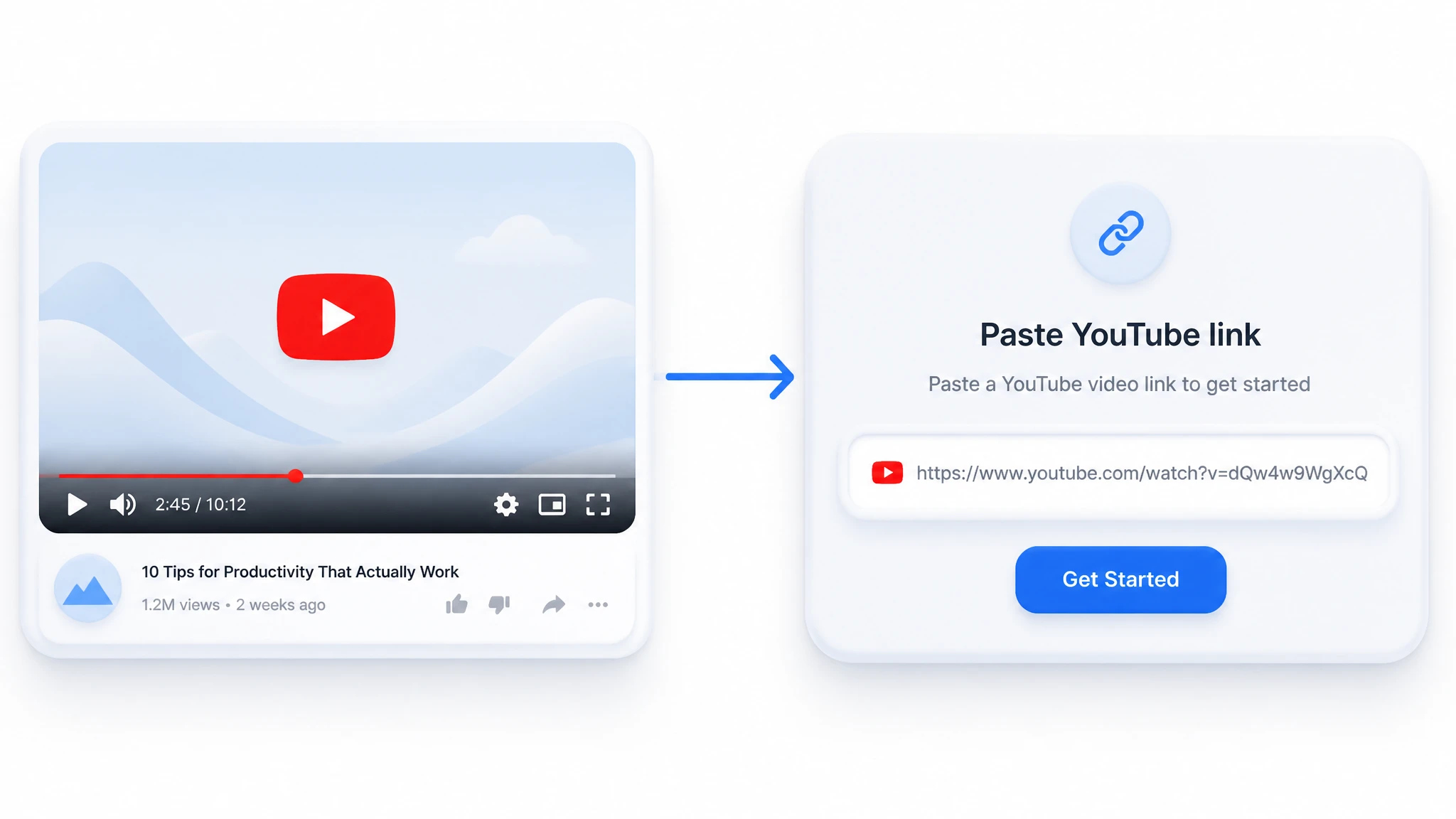 Eine YouTube-Video-URL in den Zusammenfasser kopieren