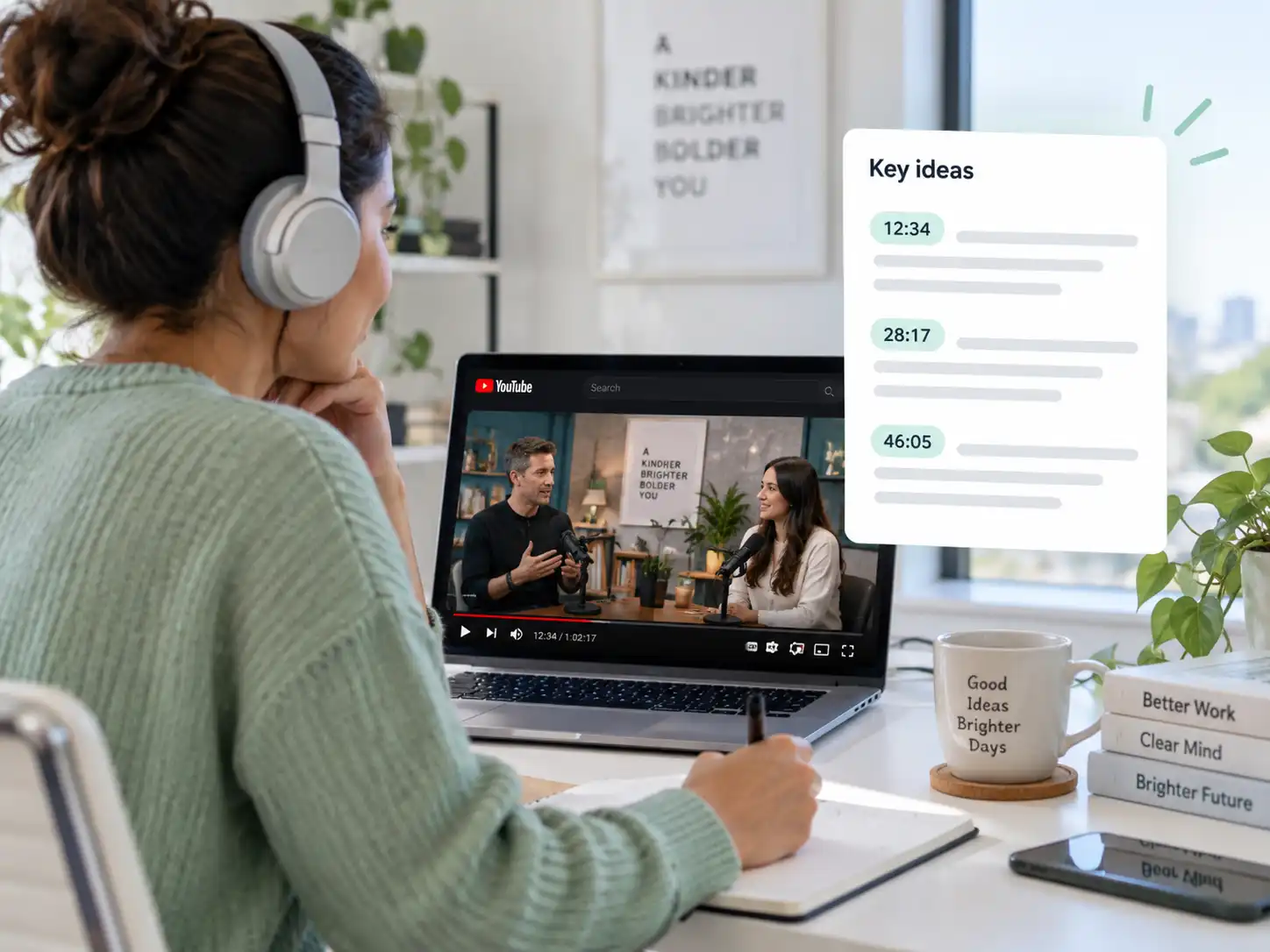 Un podcast ou une conférence YouTube résumé en idées clés
