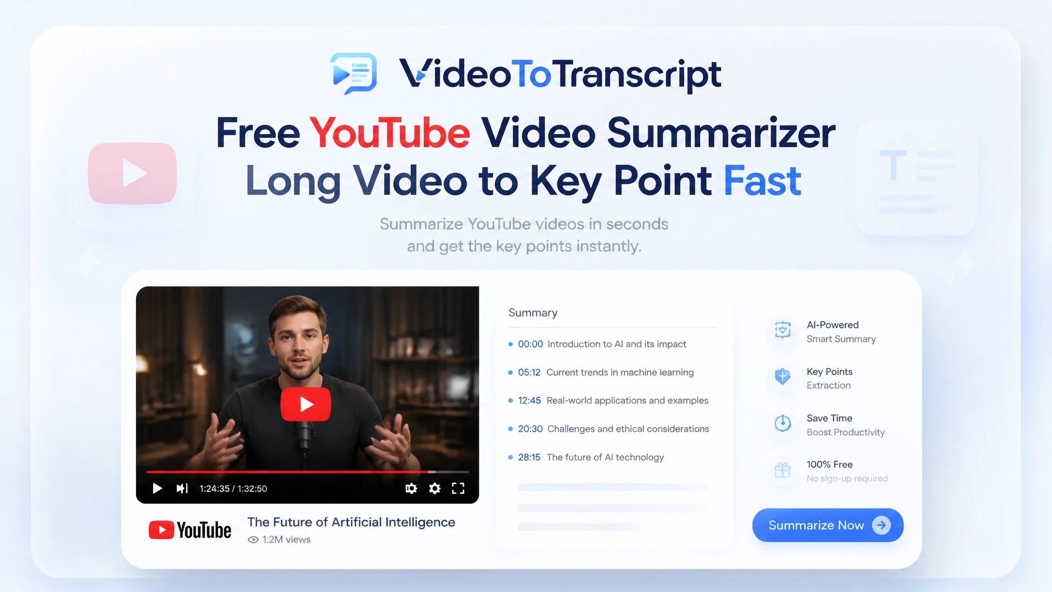 YouTube-Video-Zusammenfasser für Kernpunkte und Kapitel