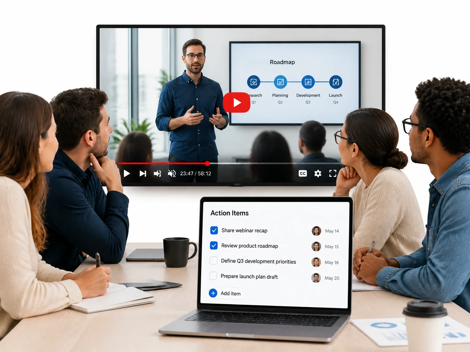 Besprechungen und Webinare in Aktionen verwandelt